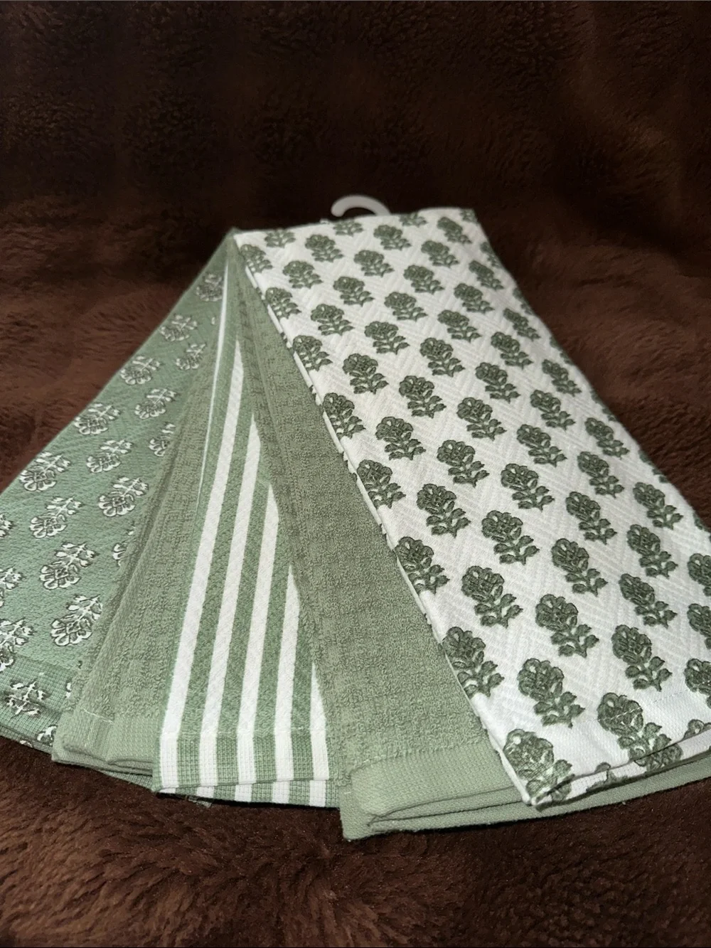 Block print floral kitchen towel set of 5